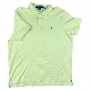 US Polo Assn Men's XXL Pastel Yellow Cotton Piqué Polo Shirt Embroidered Logo